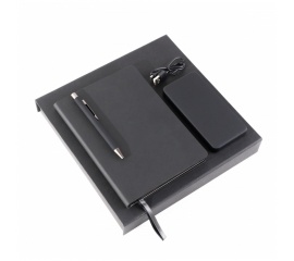 Набор подарочный (ежедневник недатированный Broad, ручка шариковая автоматическая, зарядное устройство Power Bank), черный