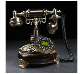 Ретро-телефон Круг, выложенный лаврами, полистоун, 23х26 см
