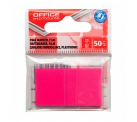 Закладки пластиковые Office products, 50 штук, ярко-розовый