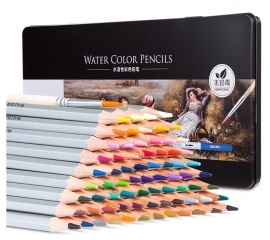 Художественные акварельные карандаши 72 цвета, в металлическом пенале, Deli