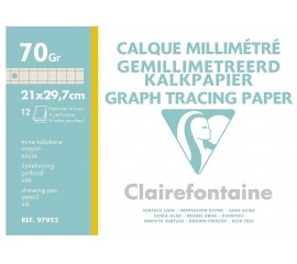 Калька миллиметровая CF Clairefontaine А4, 70-75г/м, 12 листов