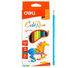 Цветные карандаши Deli 12 шт. трехгранные пластиковые