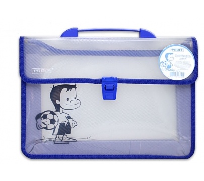 Папка-портфель детская пластиковая А4 на 2 отделения, синяя