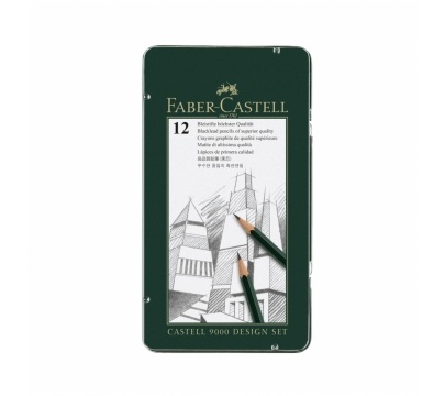 Набор карандашей \'Faber-Castell\' в металлической коробке 12шт, тв. 4В - 6Н