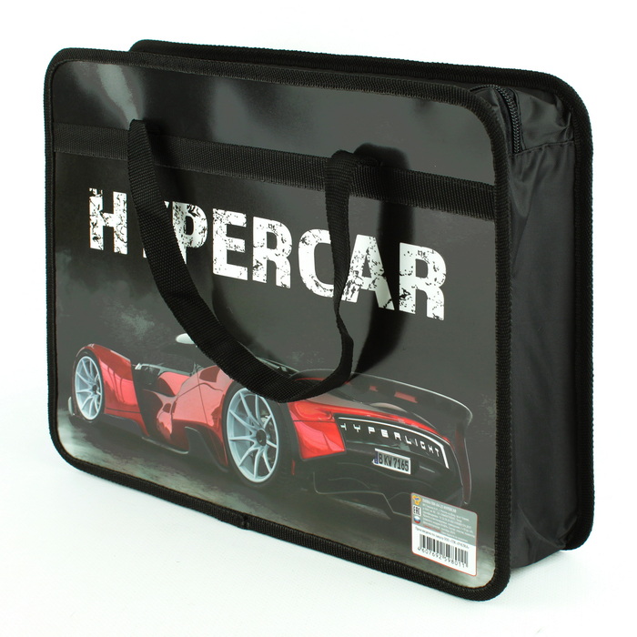 Папка-портфель детская пластиковая на молнии Hypercar