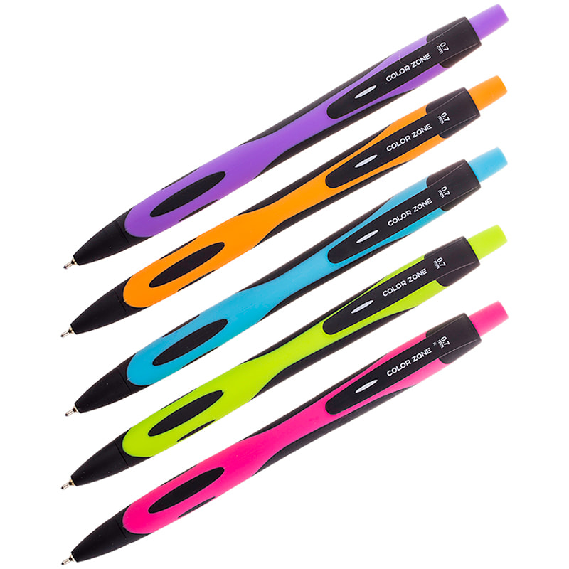 Ручка шариковая автоматическая Berlingo \'Color Zone\' 0,7мм, синяя, корпус ассорти