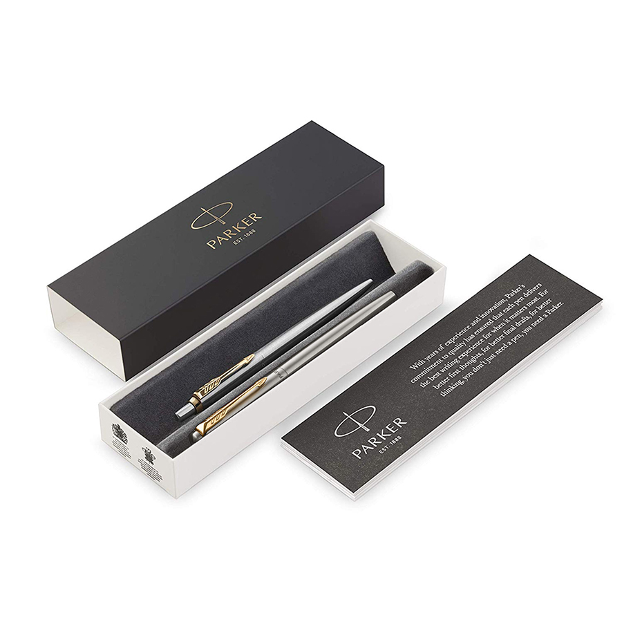 Ручка перьевая + ручка шариковая \'Parker\' Jotter Core - Stainless Steel GT