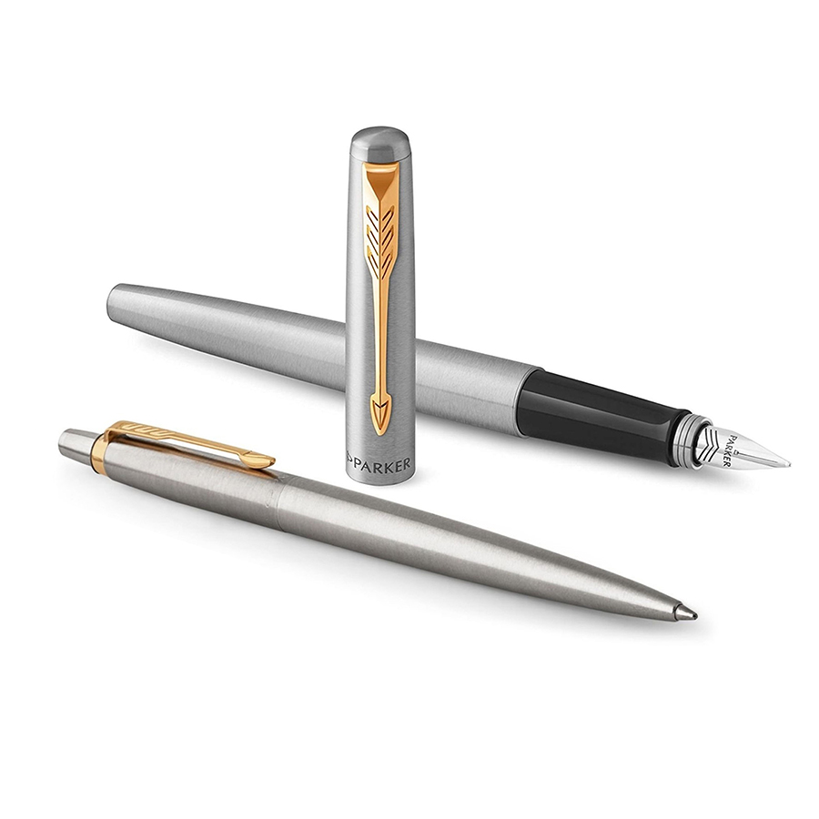 Ручка перьевая + ручка шариковая \'Parker\' Jotter Core - Stainless Steel GT