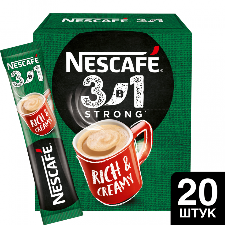Кофейный напиток NESCAFE 3в1 Крепкий растворимый ( 20шт/уп )