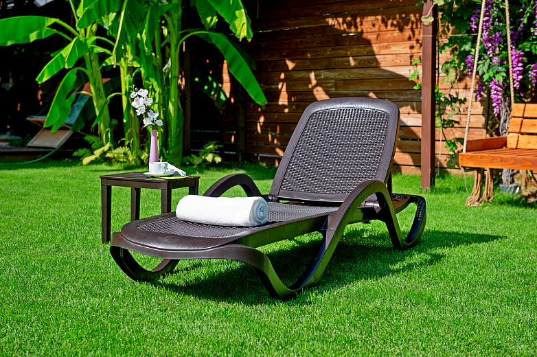 Шезлонг Ellastik Plast Capri Плетеный 195x73x41, цвет какао