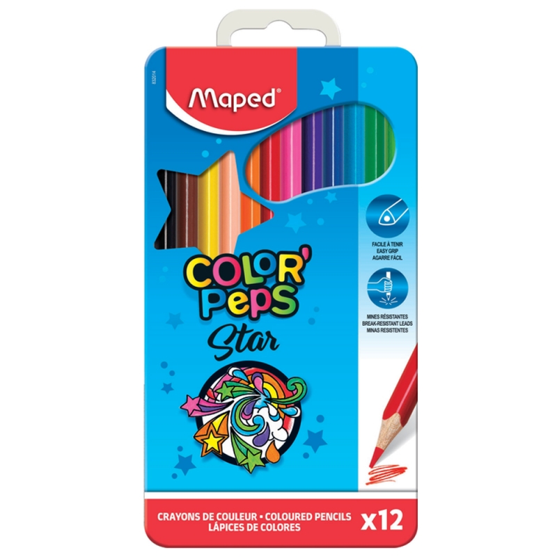 Цветные карандаши \'Color Peps\' в металлическом пенале, 12 цветов