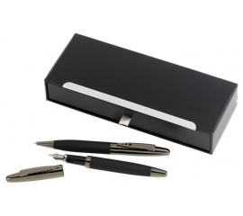 Набор ручек подарочный Black Elegance (шариковая ручка + перьевая ручка) в футляре
