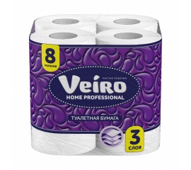 Бумага туалетная Veiro Home Professional, 3 слоя, 8 рулонов