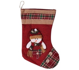Рождественский носок для подарков с бантиком h-32см