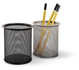 Стакан для ручек и карандашей метал/сетка, черный, серыйСтакан для ручек и карандашей метал/сетка, черный, серый