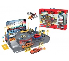 Игрушка игровой набор Гараж, включает 3 машины и вертолет