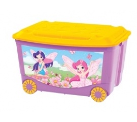 Ящик для игрушек ПЛАСТИШКА на колесах с аппликацией сиреневый (ТЛ) 4313809