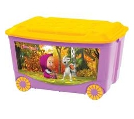 Ящик для игрушек МАША И МЕДВЕДЬ на колесах с аппликацией сиреневый (ТЛ) 431379402