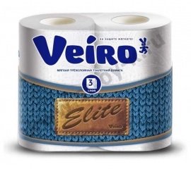 Бумага туалетная Veiro Elite, 3-х сл. 4 рул/уп.