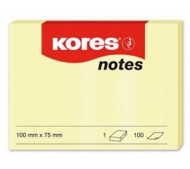 Бумага для записей на клейкой основе 75х50 100 листов KORES, желтыйБумага для записей на клейкой основе 75х50 100 листов KORES, желтый