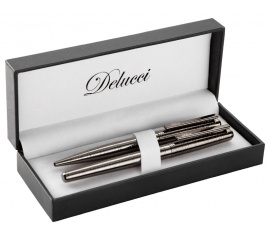 Набор подарочных ручек Delucci (ручка и роллер) серебро/черный